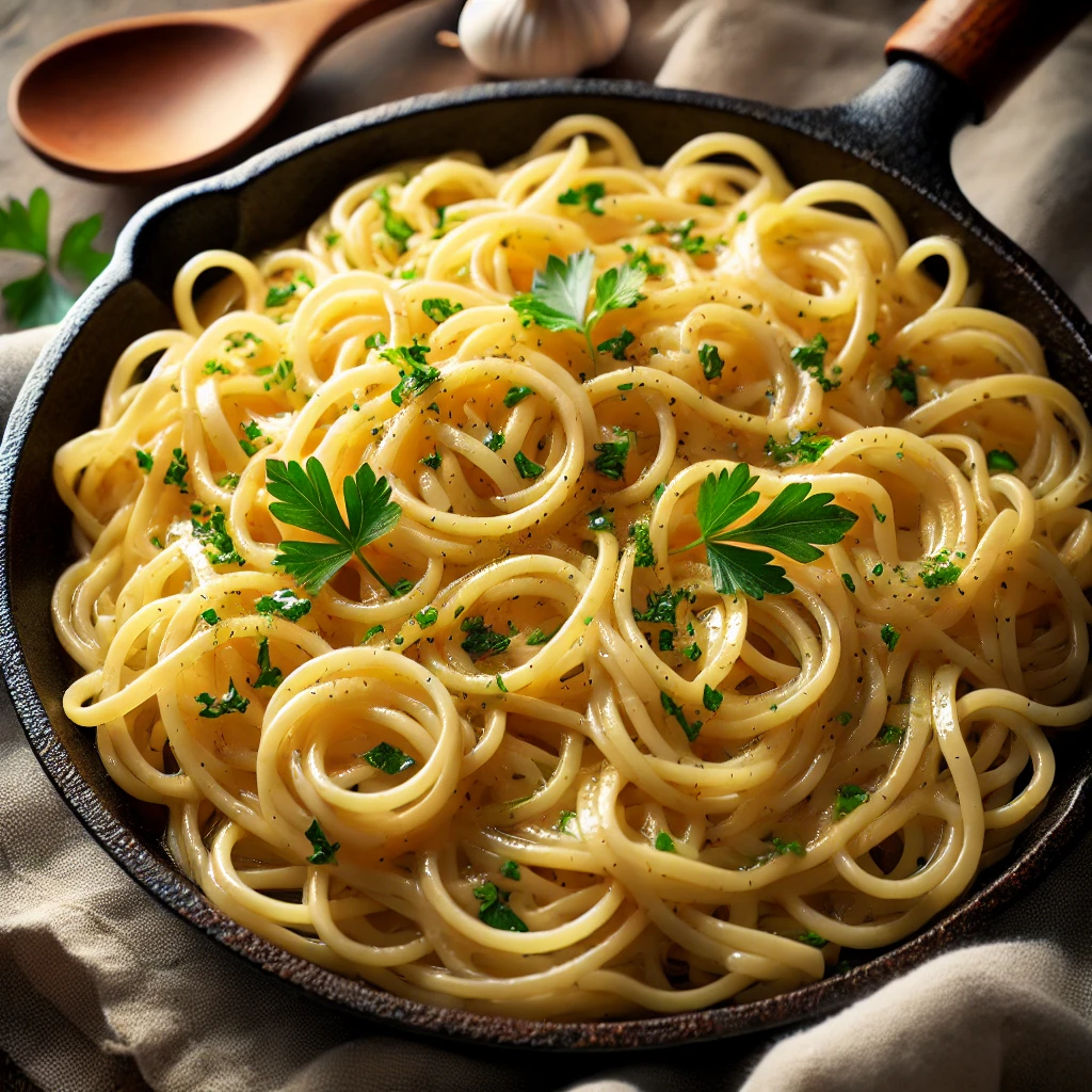 A delicious plate of tossed noodles with vibrant vegetables and savory sauce, garnished with fresh herbs and served on a rustic wooden table.