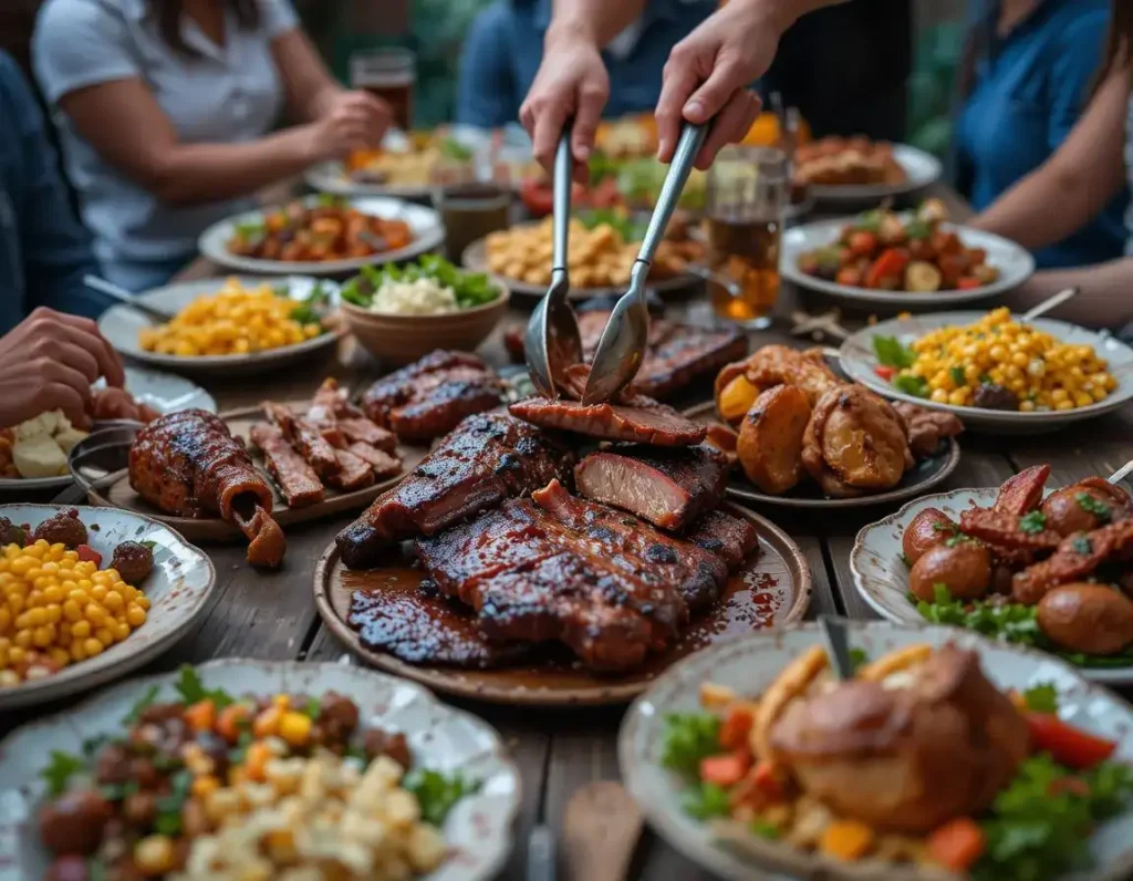 A smoker filled with sizzling meats and vegetables, showcasing deliciously smoked recipes ready to enjoy