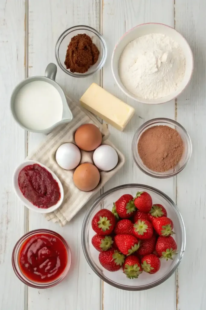 Flat lay of cheesecake ingredients with labels