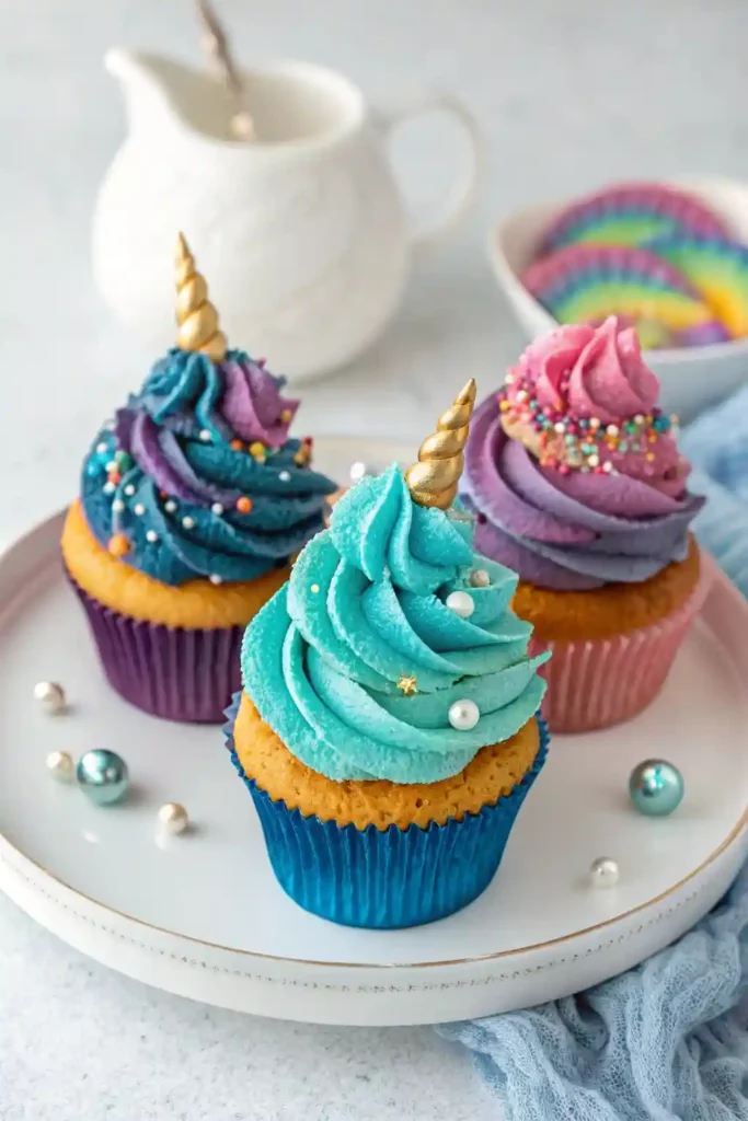 Three themed versions of Unicorn Bars: galaxy, mermaid, and rainbow