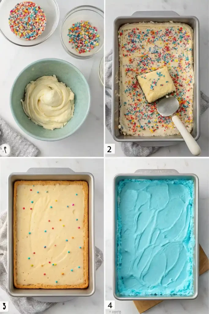 Step-by-step collage of making Unicorn Bars