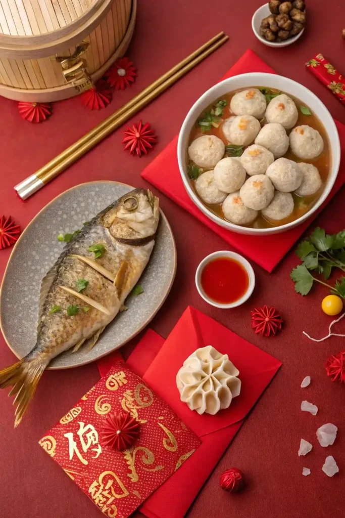 Traditional Taiwanese Lunar New Year dinner spread.