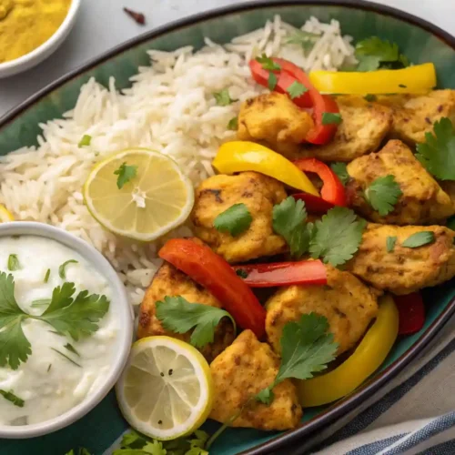 Quick Recipe Jalbiteworldfood one-pan skillet bursting with colorful vegetables, chicken, and creamy sauce