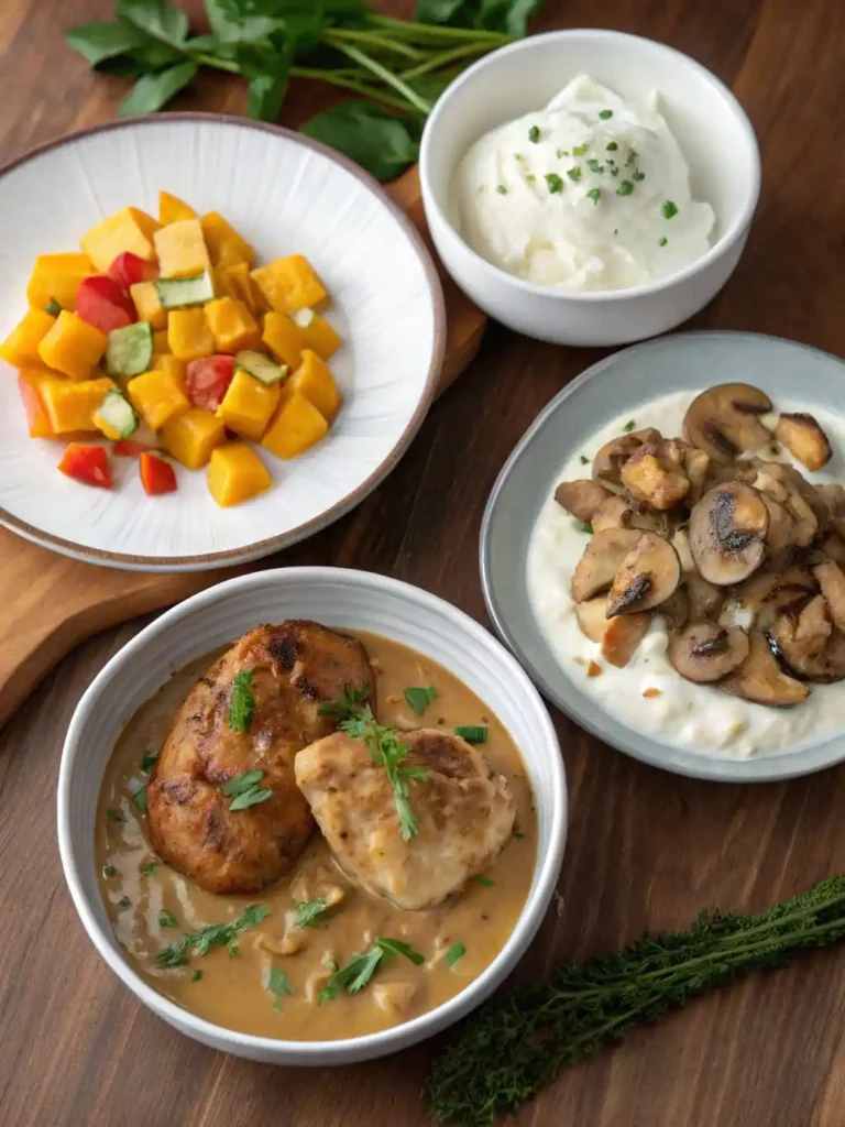 Visual comparison of recipe variations including dairy-free and vegetarian

