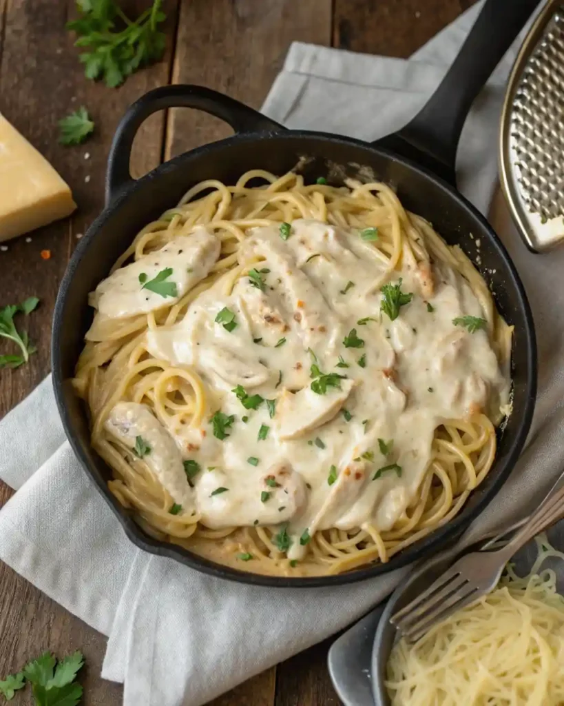 Golden-brown chicken pieces cooking in a skillet with olive oil