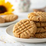 A plate of Nut-Free Sunbutter Cookies (Safe for School & Delicious) with a crisscross pattern, safe for school lunches.
