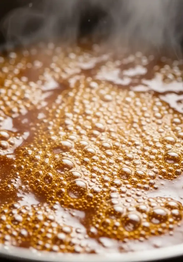 Pouring hot homemade toffee over a layer of saltine crackers on a baking sheet to make Christmas Crack.