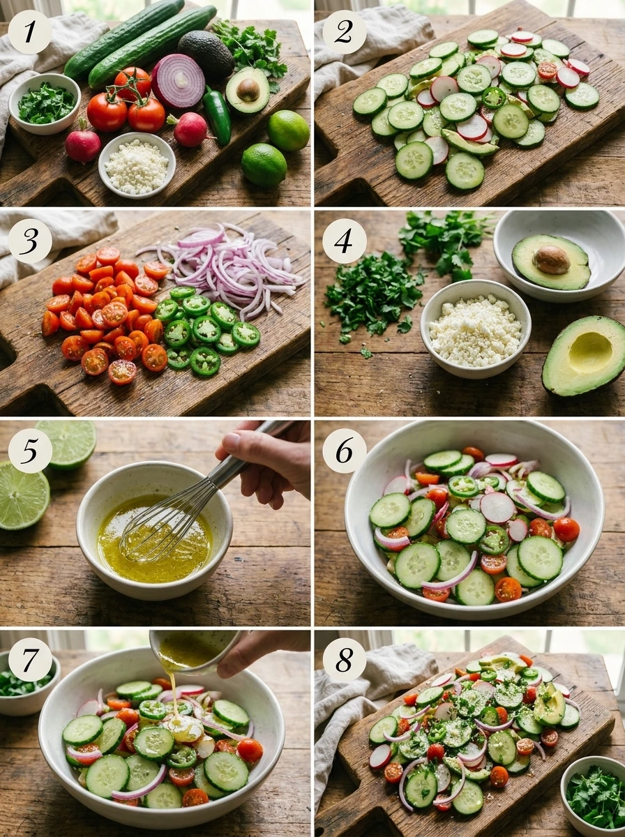 Step-by-step guide to making Mexican cucumber salad