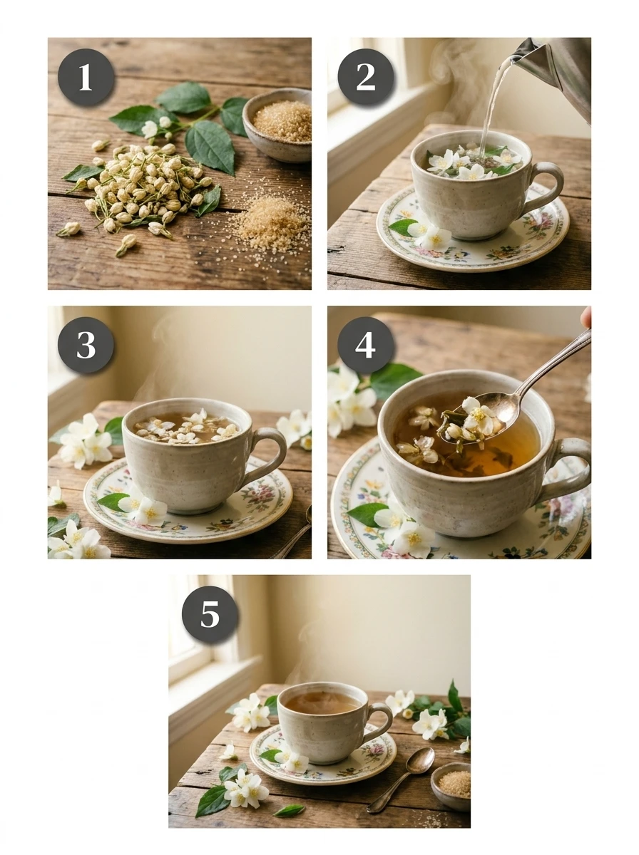 A collage of the jasmine tea recipe process