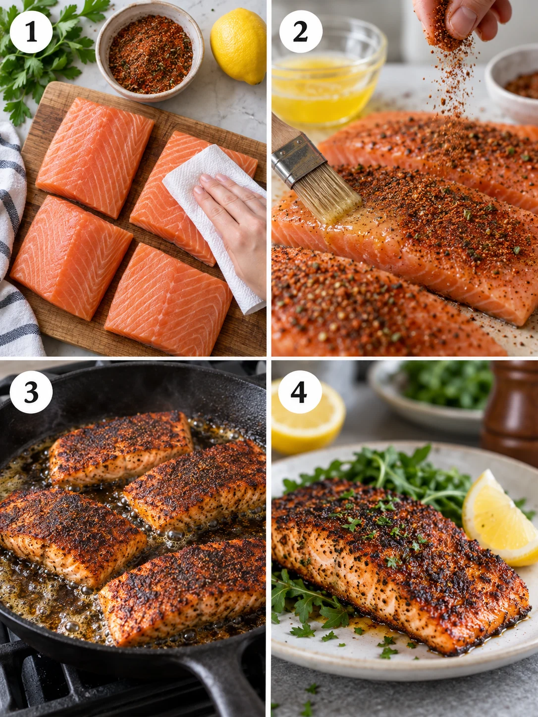 Blackened Salmon Recipe Collage