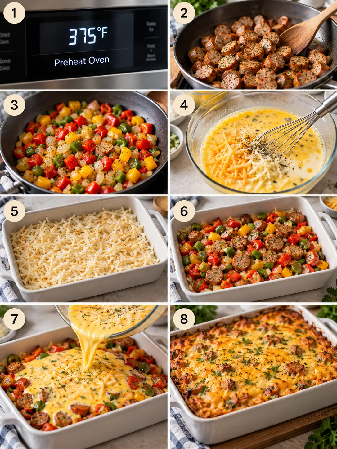 Breakfast Casserole Step by Step Collage Image