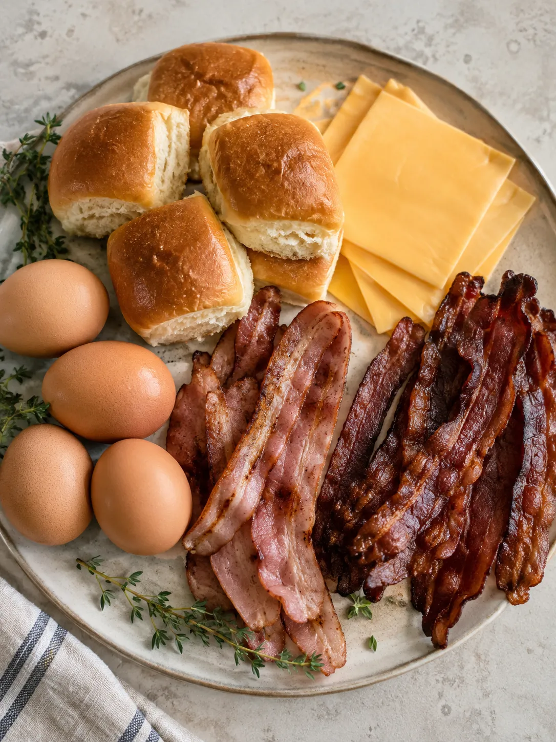 Breakfast Sliders Ingredients Flat Lay