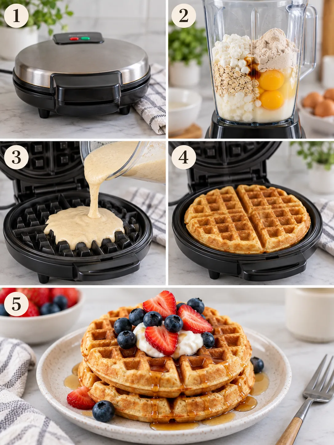 Step-by-step instructions for making high protein waffles
