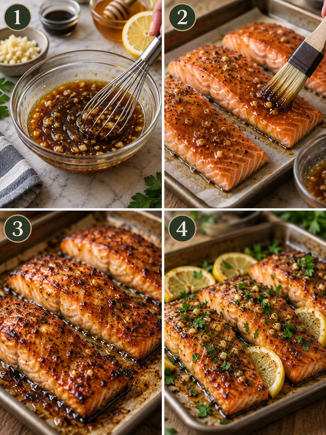 Honey Garlic Salmon Recipe Step by Step Collage