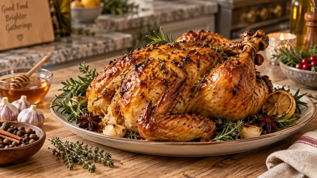 A beautifully styled, plated serving of homemade Easy Christmas Chicken Recipe ready to enjoy
