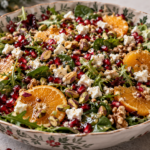 A beautifully styled, plated serving of homemade Easy Christmas Salad Recipe ready to enjoy