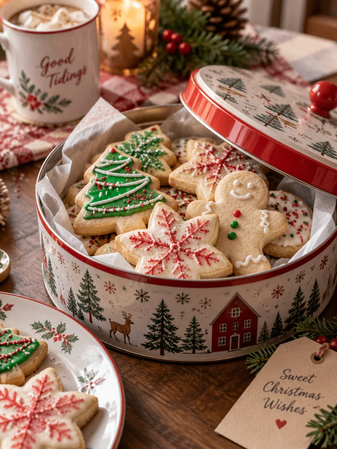 Stored leftovers of Easy Christmas Sugar Cookies Recipe packed in an airtight glass container