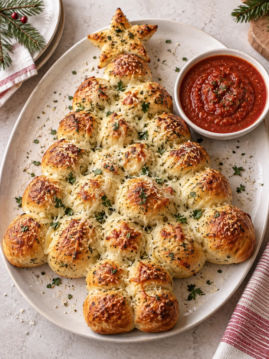 Stored leftovers of Easy Christmas Tree Pull Apart Bread packed in an airtight glass container