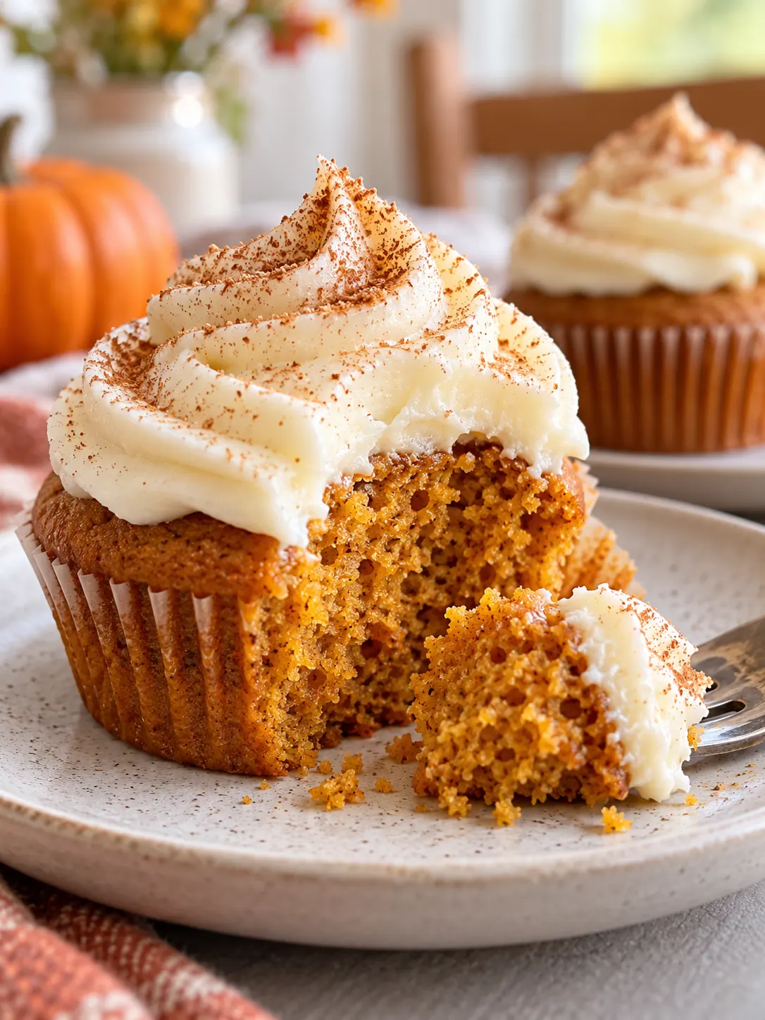Stored leftovers of Pumpkin Cupcakes Recipe | Easy Fall Dessert packed in an airtight glass container