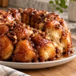A freshly baked homemade monkey bread with golden brown color and melted texture